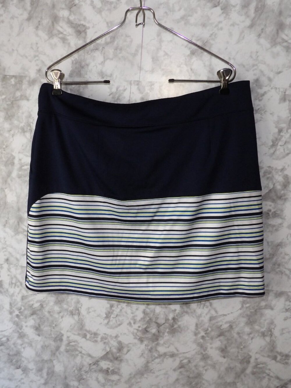 Izod Women's Golf Skort Skirt Navy Blue/Stripe Size L